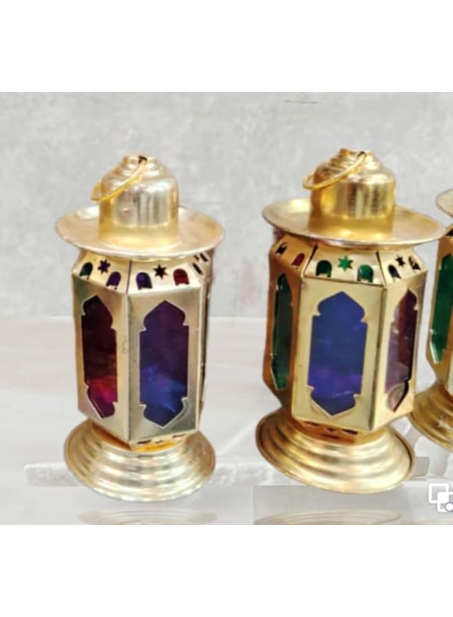 Decorative Ramadan Lantern, Gold Metal - Gold Ramadan Lantern - Image 1